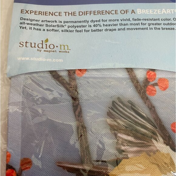 NWOT Breezeart 12.5" X 18" Premium Garden Flag Studio M Cardinal & Chickadees - Picture 5 of 6